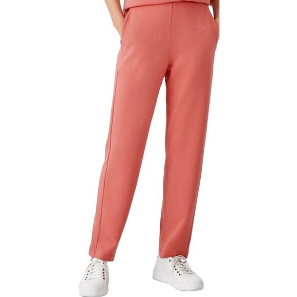 Eileen Fisher Cozy Brushed Terry Hug Slouchy Pants Tapered Leg Pull On Pink M - Picture 1 of 5